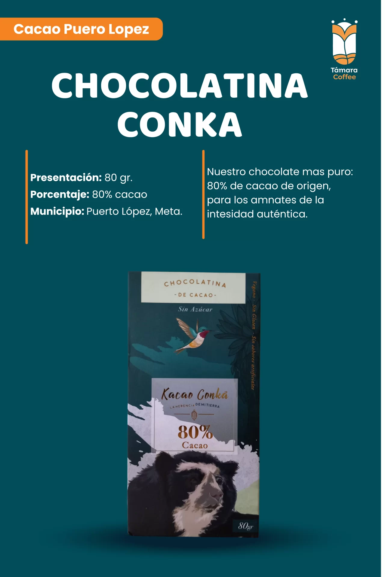 Chocolatina Conka 80% cacao